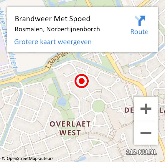 Locatie op kaart van de 112 melding: Brandweer Met Spoed Naar Rosmalen, Norbertijnenborch op 16 april 2017 22:23