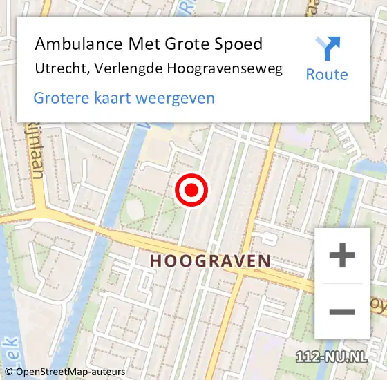 Locatie op kaart van de 112 melding: Ambulance Met Grote Spoed Naar Utrecht, Verlengde Hoogravenseweg op 16 april 2017 23:42