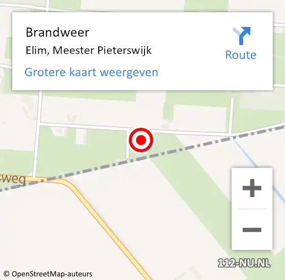 Locatie op kaart van de 112 melding: Brandweer Elim, Meester Pieterswijk op 17 april 2017 00:05