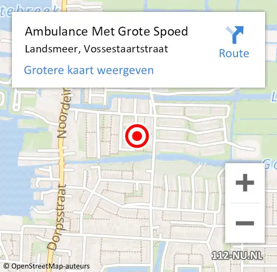 Locatie op kaart van de 112 melding: Ambulance Met Grote Spoed Naar Landsmeer, Vossestaartstraat op 17 april 2017 00:57