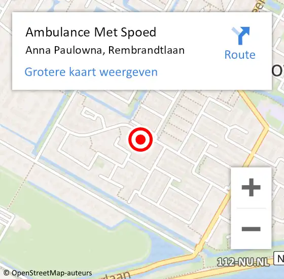 Locatie op kaart van de 112 melding: Ambulance Met Spoed Naar Anna Paulowna, Rembrandtlaan op 17 april 2017 01:47