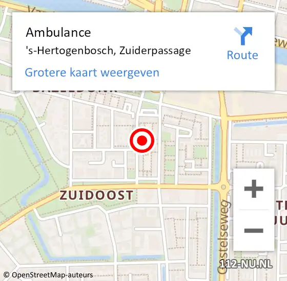 Locatie op kaart van de 112 melding: Ambulance 's-Hertogenbosch, Zuiderpassage op 17 april 2017 01:47