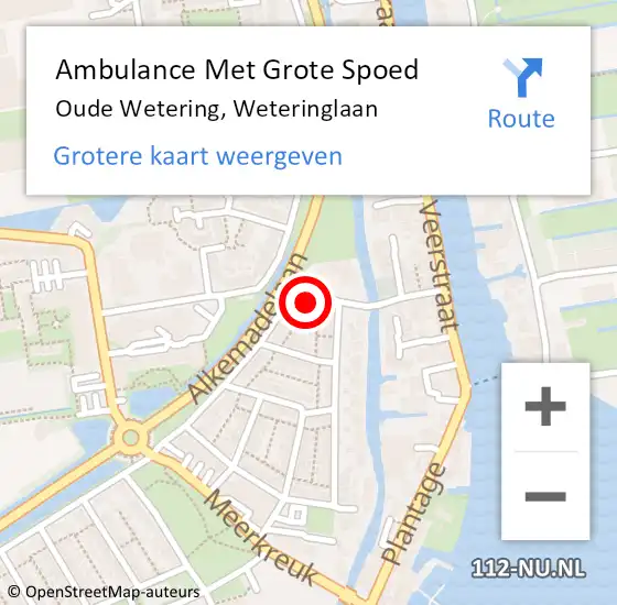 Locatie op kaart van de 112 melding: Ambulance Met Grote Spoed Naar Oude Wetering, Weteringlaan op 17 april 2017 01:59