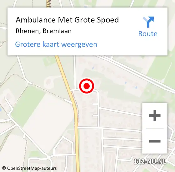 Locatie op kaart van de 112 melding: Ambulance Met Grote Spoed Naar Rhenen, Bremlaan op 17 april 2017 02:04