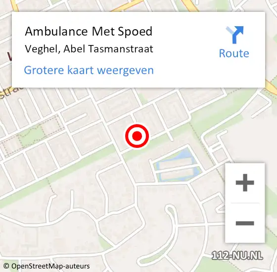 Locatie op kaart van de 112 melding: Ambulance Met Spoed Naar Veghel, Abel Tasmanstraat op 17 april 2017 02:14