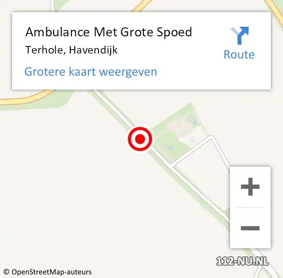 Locatie op kaart van de 112 melding: Ambulance Met Grote Spoed Naar Terhole, Havendijk op 17 april 2017 04:54