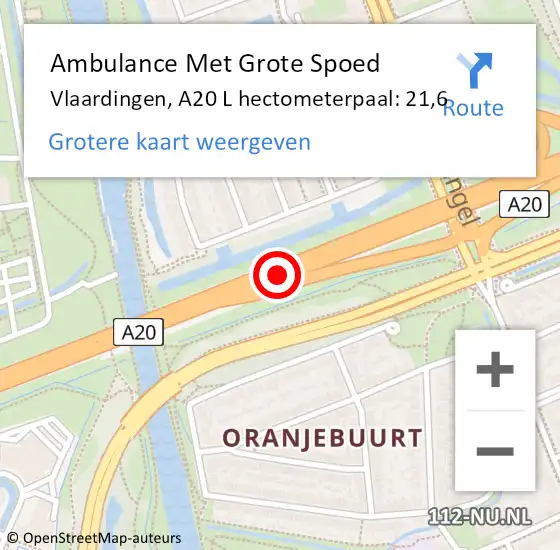 Locatie op kaart van de 112 melding: Ambulance Met Grote Spoed Naar Vlaardingen, A20 L hectometerpaal: 19,1 op 17 april 2017 05:59