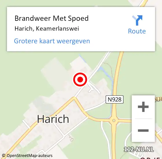 Locatie op kaart van de 112 melding: Brandweer Met Spoed Naar Harich, Keamerlanswei op 17 april 2017 07:24