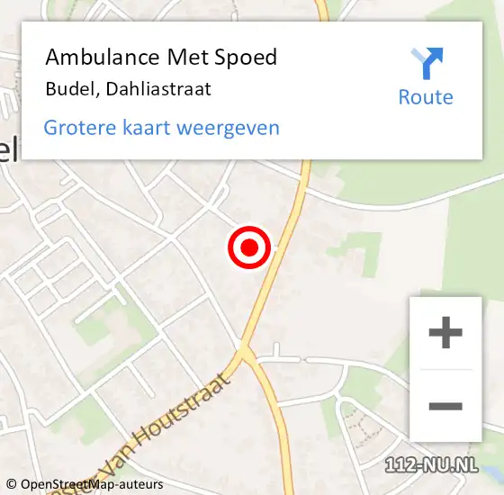 Locatie op kaart van de 112 melding: Ambulance Met Spoed Naar Budel, Dahliastraat op 17 april 2017 07:34