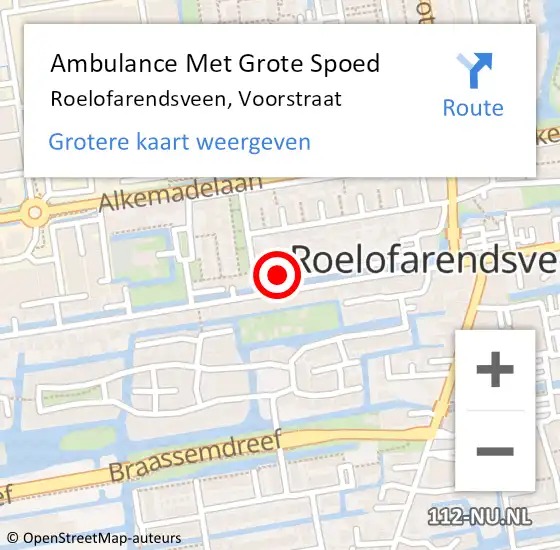 Locatie op kaart van de 112 melding: Ambulance Met Grote Spoed Naar Roelofarendsveen, Voorstraat op 17 april 2017 08:55