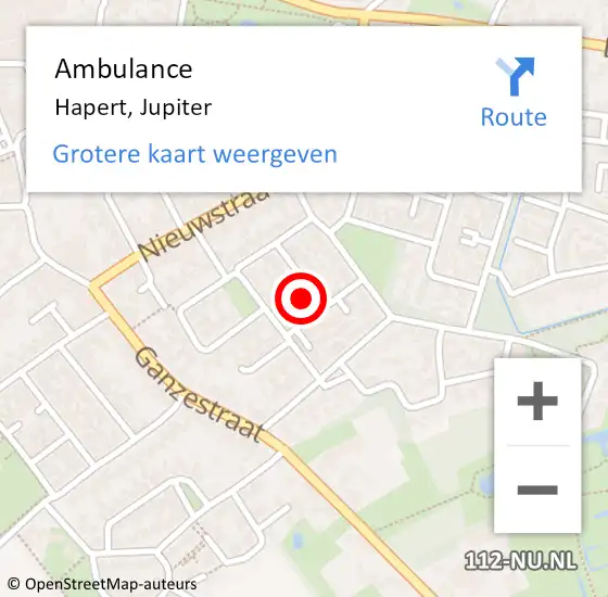 Locatie op kaart van de 112 melding: Ambulance Hapert, Jupiter op 17 april 2017 09:01