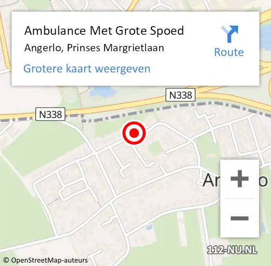 Locatie op kaart van de 112 melding: Ambulance Met Grote Spoed Naar Angerlo, Prinses Margrietlaan op 17 april 2017 09:32