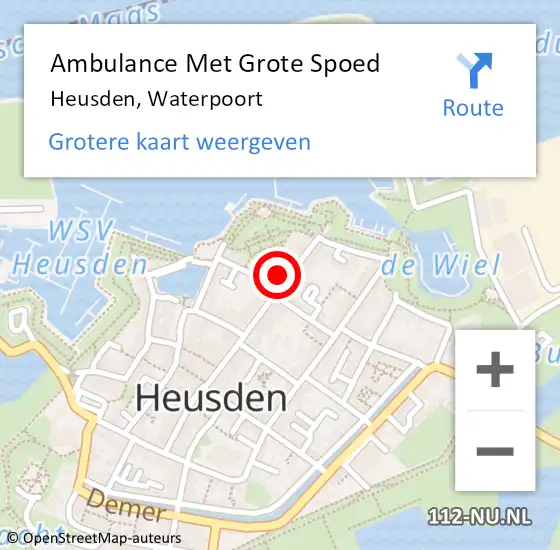 Locatie op kaart van de 112 melding: Ambulance Met Grote Spoed Naar Heusden, Waterpoort op 17 april 2017 10:05