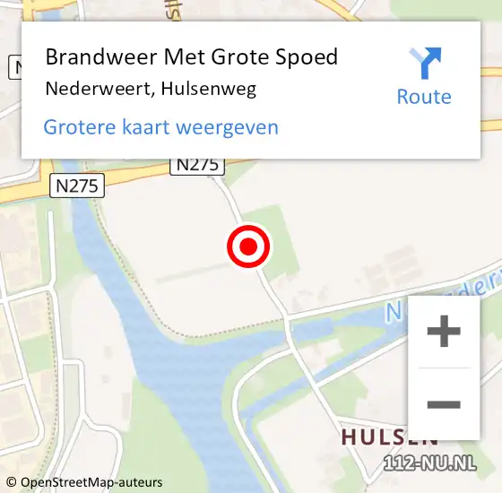 Locatie op kaart van de 112 melding: Brandweer Met Grote Spoed Naar Nederweert, Hulsenweg op 17 april 2017 10:43