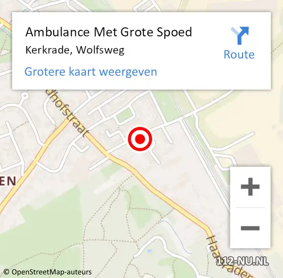 Locatie op kaart van de 112 melding: Ambulance Met Grote Spoed Naar Kerkrade, Wolfsweg op 17 april 2017 10:58