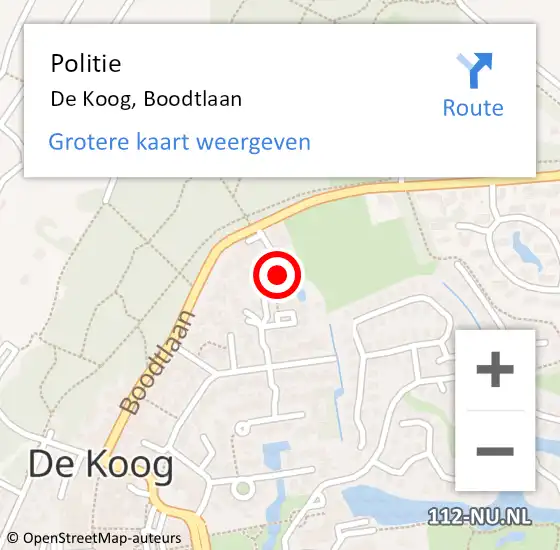 Locatie op kaart van de 112 melding: Politie De Koog, Boodtlaan op 17 april 2017 11:09