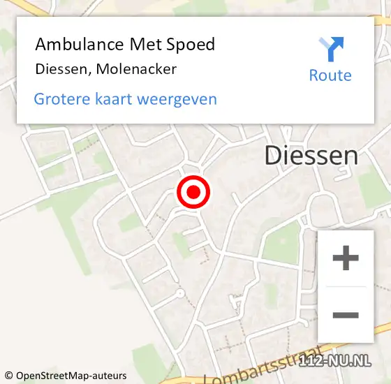 Locatie op kaart van de 112 melding: Ambulance Met Spoed Naar Diessen, Molenacker op 17 april 2017 11:44