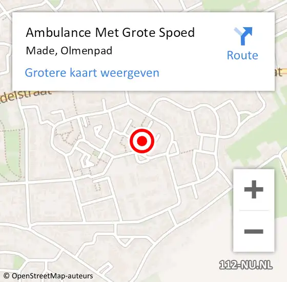 Locatie op kaart van de 112 melding: Ambulance Met Grote Spoed Naar Made, Olmenpad op 17 april 2017 12:22