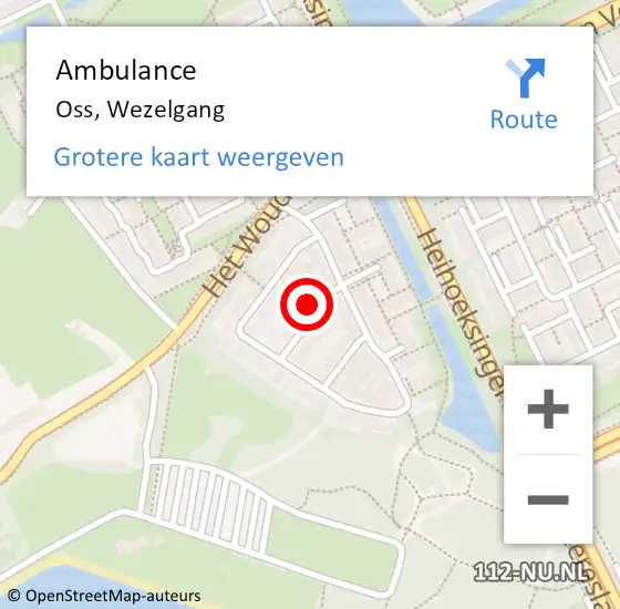 Locatie op kaart van de 112 melding: Ambulance Oss, Wezelgang op 17 januari 2014 12:47