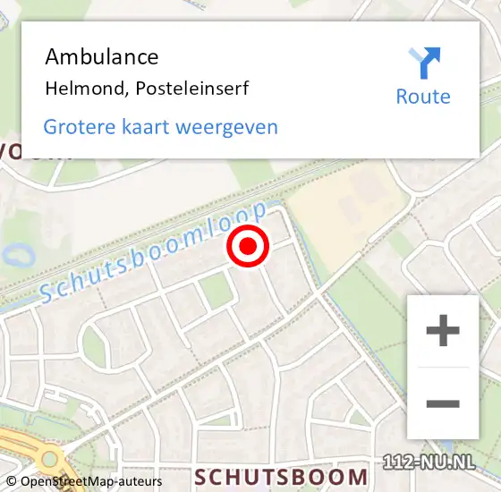 Locatie op kaart van de 112 melding: Ambulance Helmond, Posteleinserf op 17 april 2017 13:02