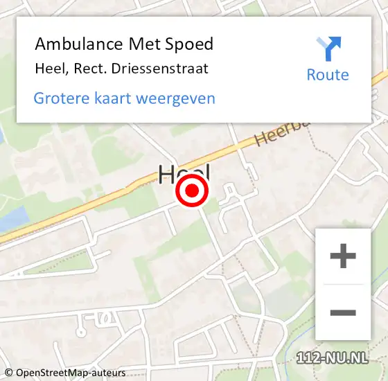 Locatie op kaart van de 112 melding: Ambulance Met Spoed Naar Heel, Rect. Driessenstraat op 17 april 2017 13:30