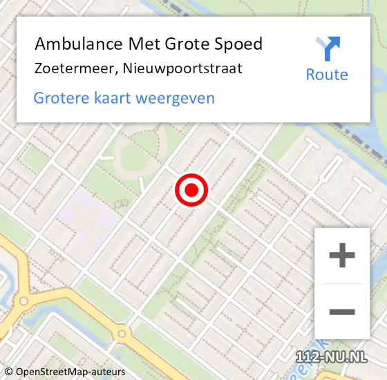 Locatie op kaart van de 112 melding: Ambulance Met Grote Spoed Naar Zoetermeer, Nieuwpoortstraat op 17 april 2017 13:32