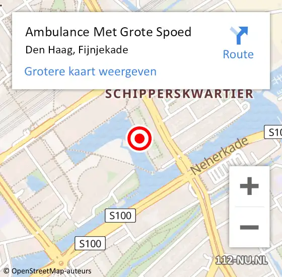 Locatie op kaart van de 112 melding: Ambulance Met Grote Spoed Naar Den Haag, Fijnjekade op 17 april 2017 13:49