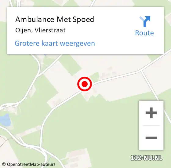 Locatie op kaart van de 112 melding: Ambulance Met Spoed Naar Oijen, Vlierstraat op 17 april 2017 15:03