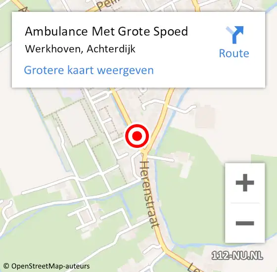 Locatie op kaart van de 112 melding: Ambulance Met Grote Spoed Naar Werkhoven, Achterdijk op 17 april 2017 15:51