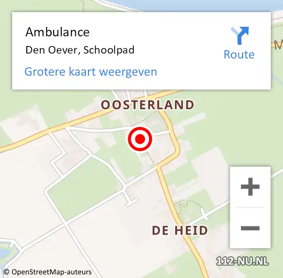 Locatie op kaart van de 112 melding: Ambulance Den Oever, Schoolpad op 17 april 2017 16:10