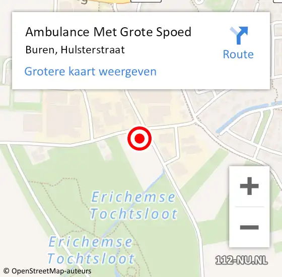 Locatie op kaart van de 112 melding: Ambulance Met Grote Spoed Naar Buren, Hulsterstraat op 17 april 2017 17:09