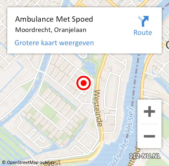 Locatie op kaart van de 112 melding: Ambulance Met Spoed Naar Moordrecht, Oranjelaan op 17 april 2017 17:20