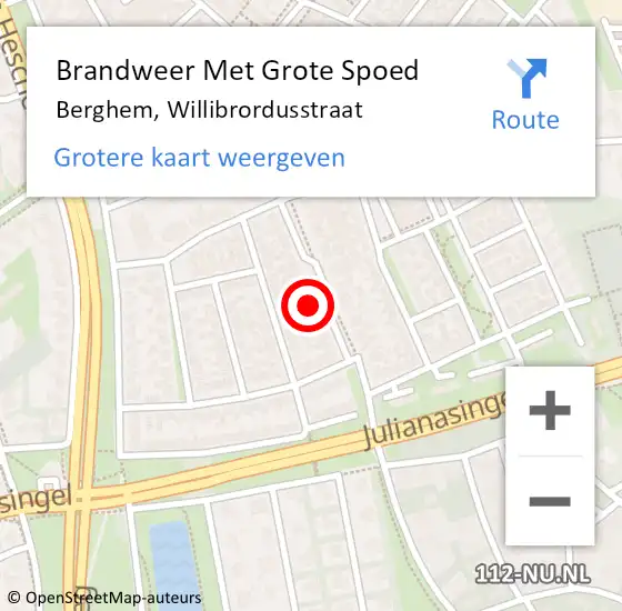 Locatie op kaart van de 112 melding: Brandweer Met Grote Spoed Naar Berghem, Willibrordusstraat op 17 april 2017 18:17