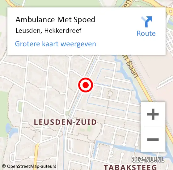 Locatie op kaart van de 112 melding: Ambulance Met Spoed Naar Leusden, Hekkerdreef op 17 april 2017 18:20