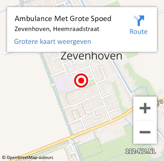 Locatie op kaart van de 112 melding: Ambulance Met Grote Spoed Naar Zevenhoven, Heemraadstraat op 17 april 2017 18:56