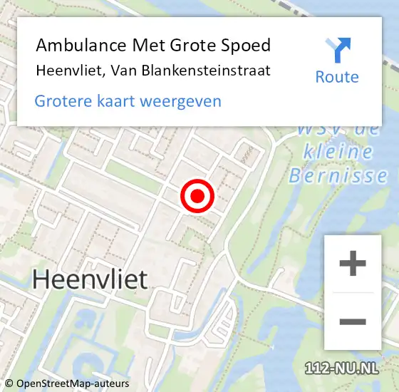 Locatie op kaart van de 112 melding: Ambulance Met Grote Spoed Naar Heenvliet, Van Blankensteinstraat op 17 april 2017 19:14