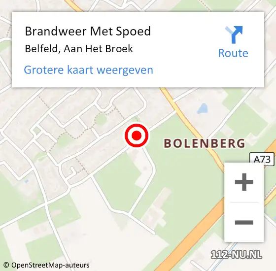 Locatie op kaart van de 112 melding: Brandweer Met Spoed Naar Belfeld, Aan Het Broek op 17 april 2017 20:20