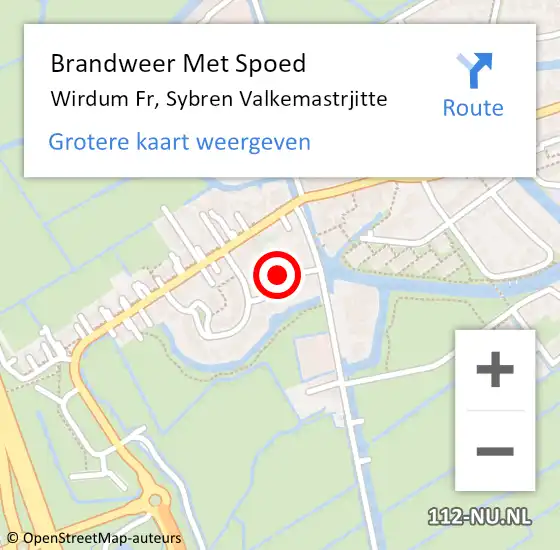 Locatie op kaart van de 112 melding: Brandweer Met Spoed Naar Wirdum Fr, Sybren Valkemastrjitte op 17 april 2017 20:33