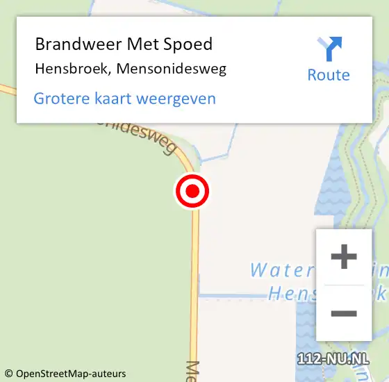 Locatie op kaart van de 112 melding: Brandweer Met Spoed Naar Hensbroek, Mensonidesweg op 17 april 2017 21:07