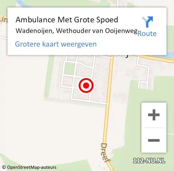 Locatie op kaart van de 112 melding: Ambulance Met Grote Spoed Naar Wadenoijen, Wethouder van Ooijenweg op 17 april 2017 21:14