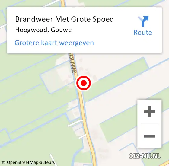 Locatie op kaart van de 112 melding: Brandweer Met Grote Spoed Naar Hoogwoud, Gouwe op 17 april 2017 21:23