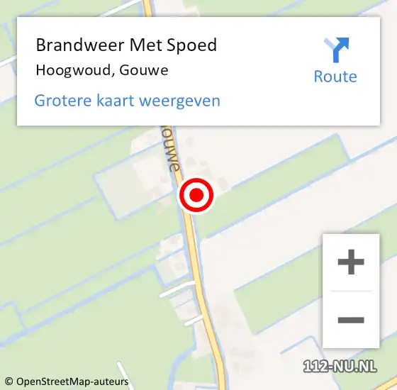 Locatie op kaart van de 112 melding: Brandweer Met Spoed Naar Hoogwoud, Gouwe op 17 april 2017 22:04