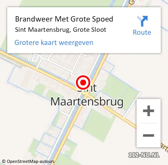 Locatie op kaart van de 112 melding: Brandweer Met Grote Spoed Naar Sint Maartensbrug, Grote Sloot op 17 april 2017 22:08