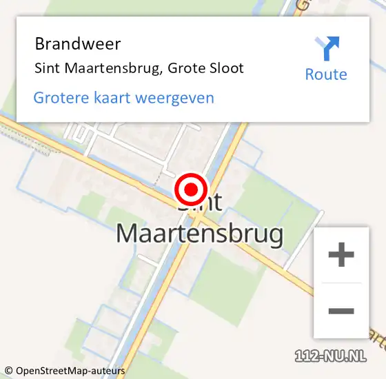 Locatie op kaart van de 112 melding: Brandweer Sint Maartensbrug, Grote Sloot op 17 april 2017 22:12