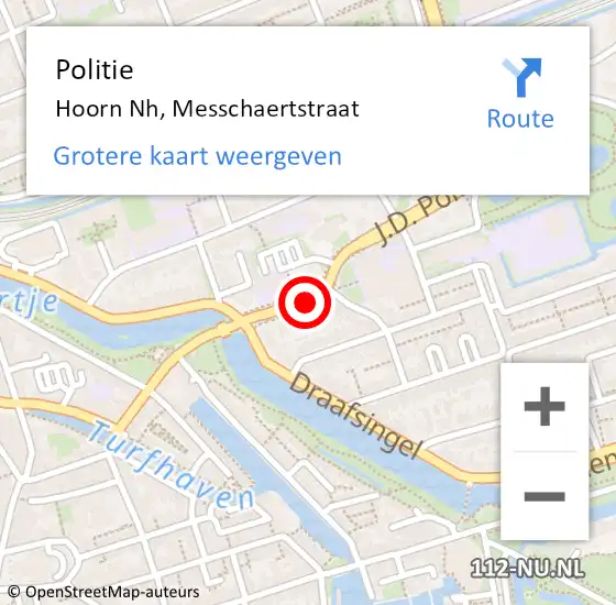 Locatie op kaart van de 112 melding: Politie Hoorn Nh, Messchaertstraat op 17 april 2017 22:38