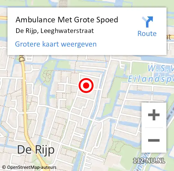 Locatie op kaart van de 112 melding: Ambulance Met Grote Spoed Naar De Rijp, Leeghwaterstraat op 17 april 2017 23:55