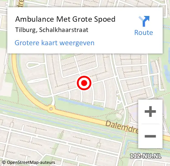 Locatie op kaart van de 112 melding: Ambulance Met Grote Spoed Naar Tilburg, Schalkhaarstraat op 18 april 2017 03:08
