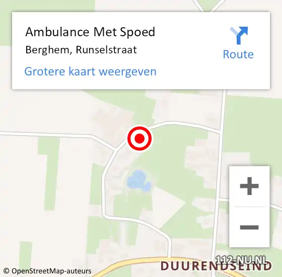 Locatie op kaart van de 112 melding: Ambulance Met Spoed Naar Berghem, Runselstraat op 18 april 2017 03:52