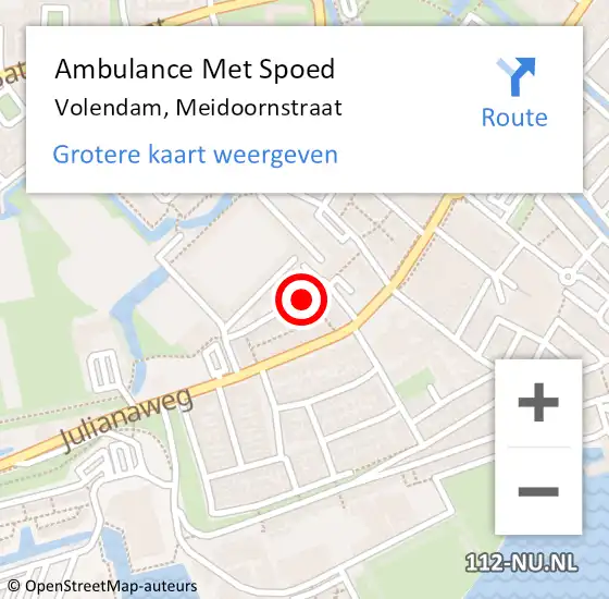 Locatie op kaart van de 112 melding: Ambulance Met Spoed Naar Volendam, Meidoornstraat op 18 april 2017 05:59