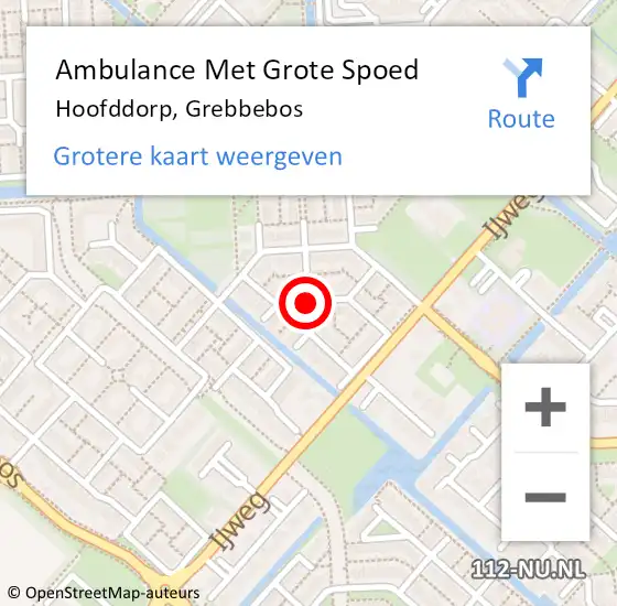 Locatie op kaart van de 112 melding: Ambulance Met Grote Spoed Naar Hoofddorp, Grebbebos op 18 april 2017 07:51